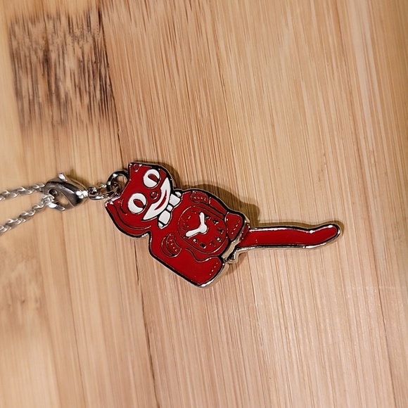 Scarlet Red Kit-Cat Klock clock clip on charm necklace - Picture 2 of 5